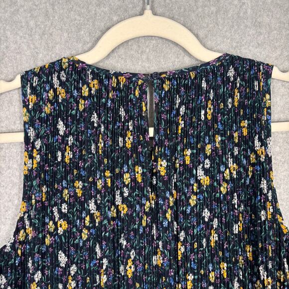 Halogen Top XS Navy Floral Flowy Crinkle Blouse Feminine Cottage Boho‎ Resort - Picture 10 of 11